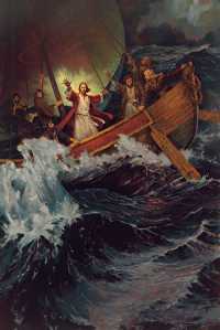 Jesus calming the storm at sea